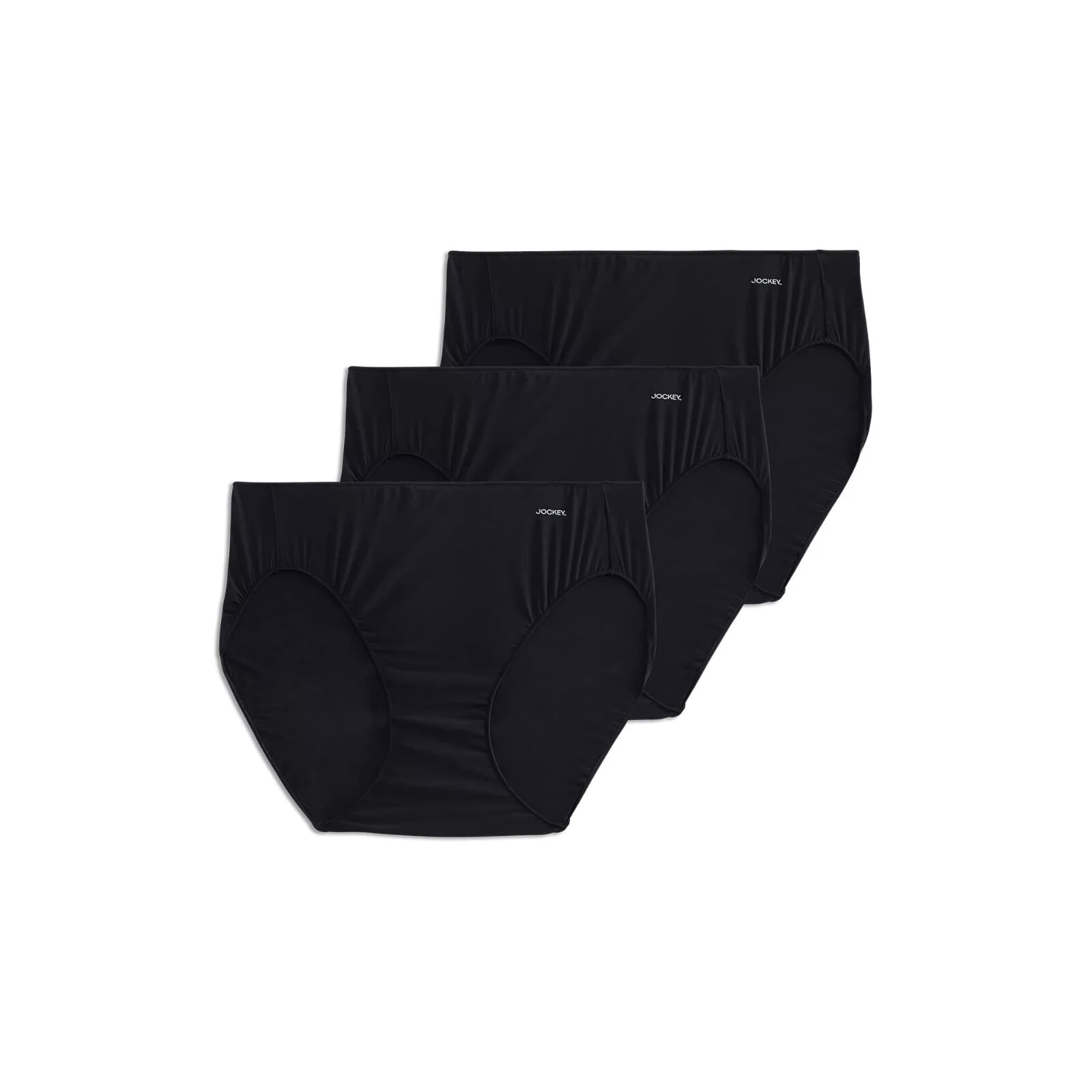 Jockey L7526 Womens Black No Panty Line 3-Pack Bikini Panty Set Size 8/XL
