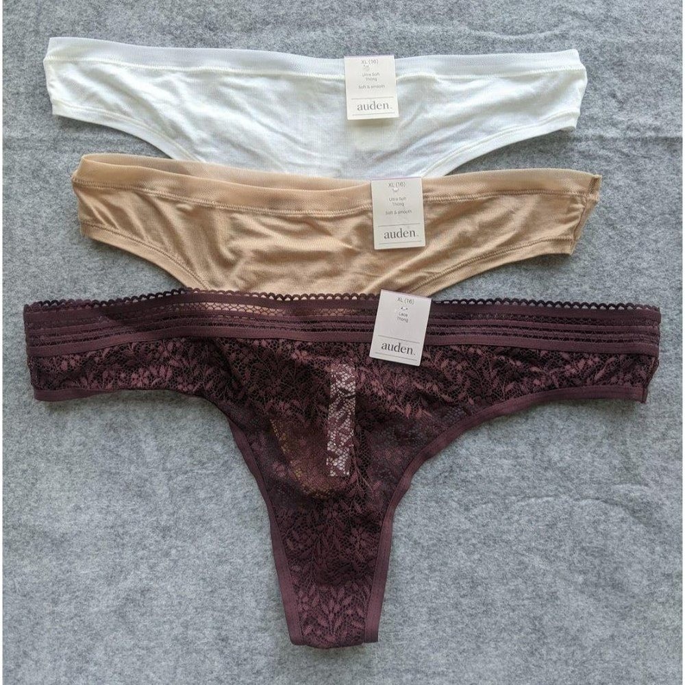 3 Pack Auden Thong Underwear Bundle Women’s Size XL 16 Lace Ultra Soft NEW