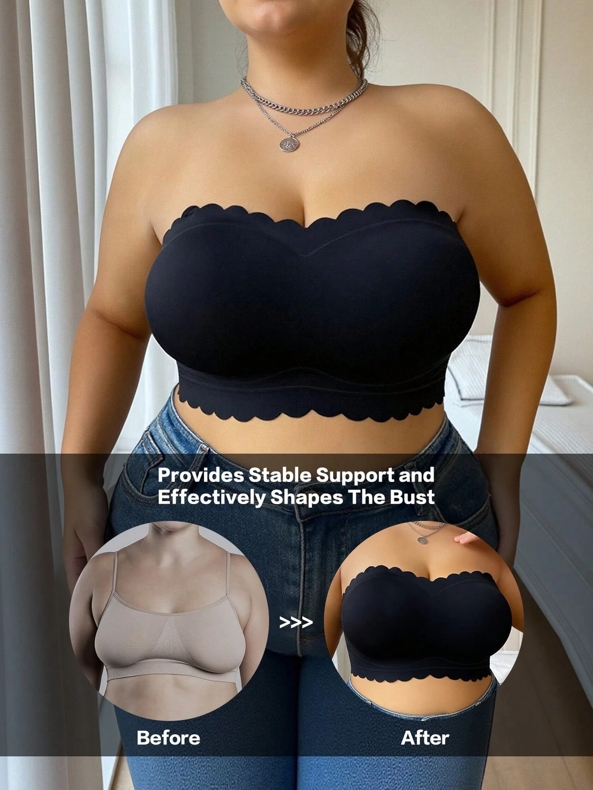 Elegant Strapless Wireless Padded Bra for Plus Sizes with Cheap24