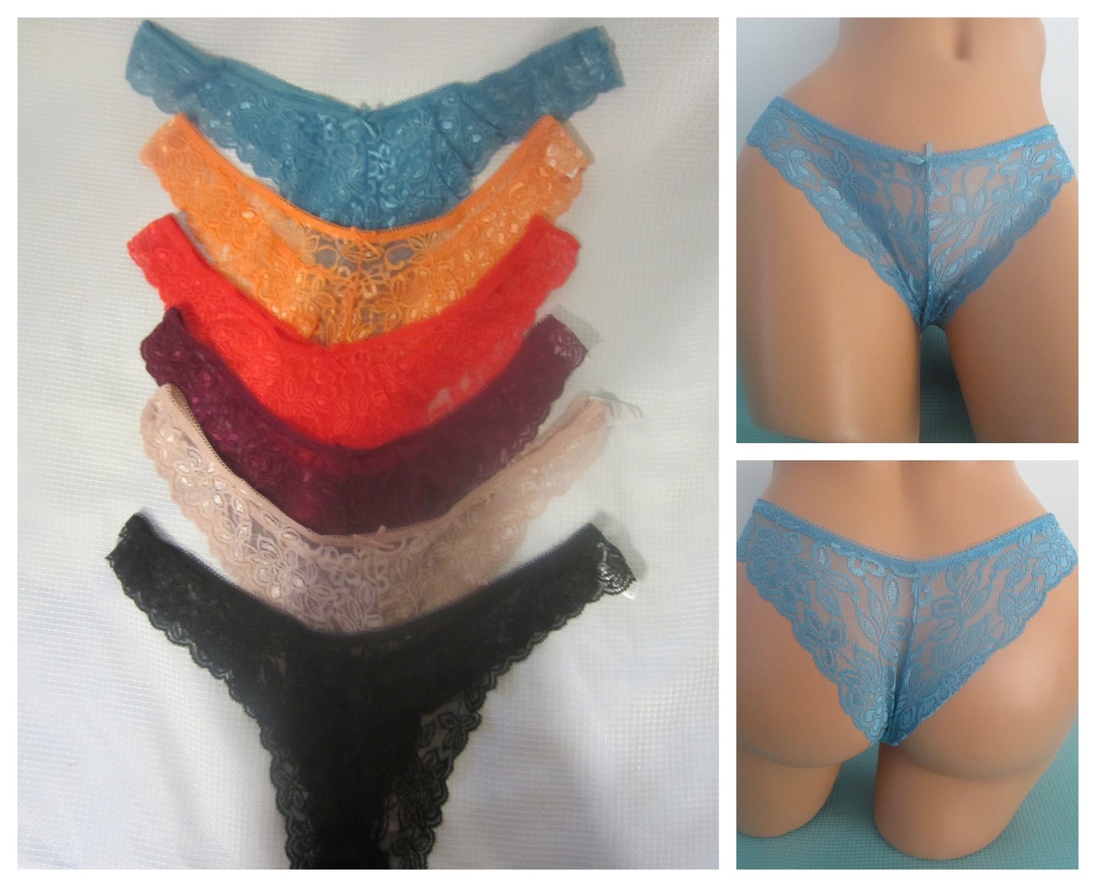 NWOT Lot of 6 Women LACE CHEEKY Panties Multiple Colors Size XXLARGE (2XL)
