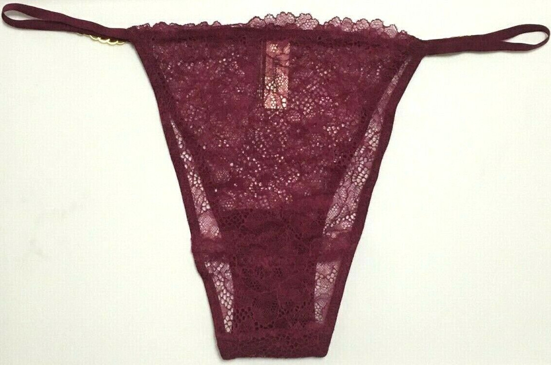 Victorias Secret Sexy Pink Rouge Lace & Ring Hardware Brazilian Panties Size XL