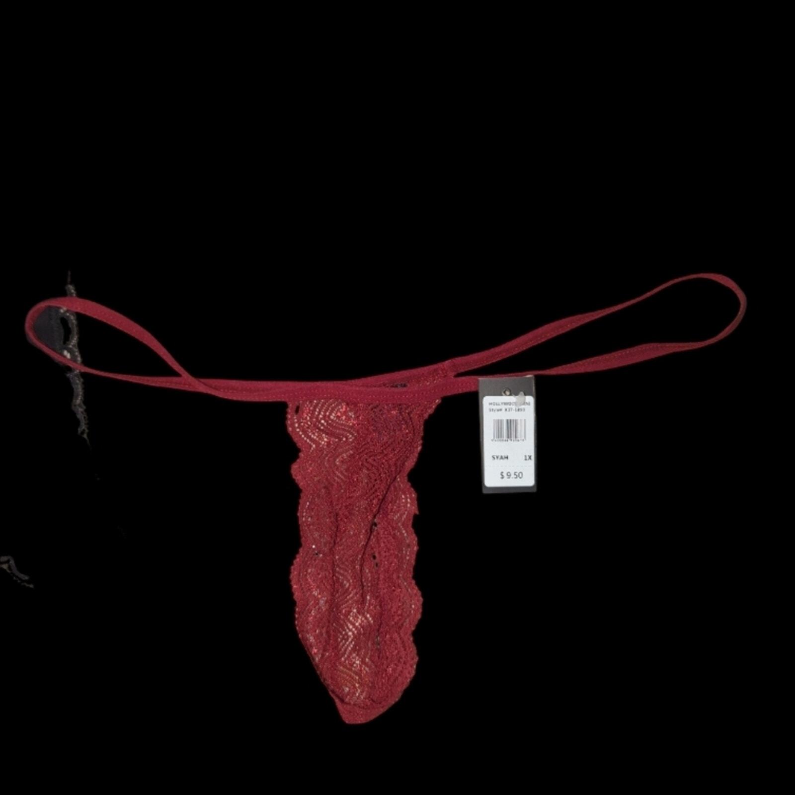 Fredericks of New York , Lot of (6) Lace Thong Set – Black and Red NWT. 1X