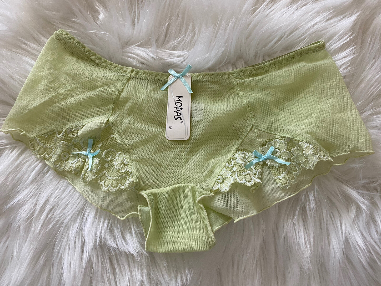 Moose Sheer Panties with Blue Bows Size M