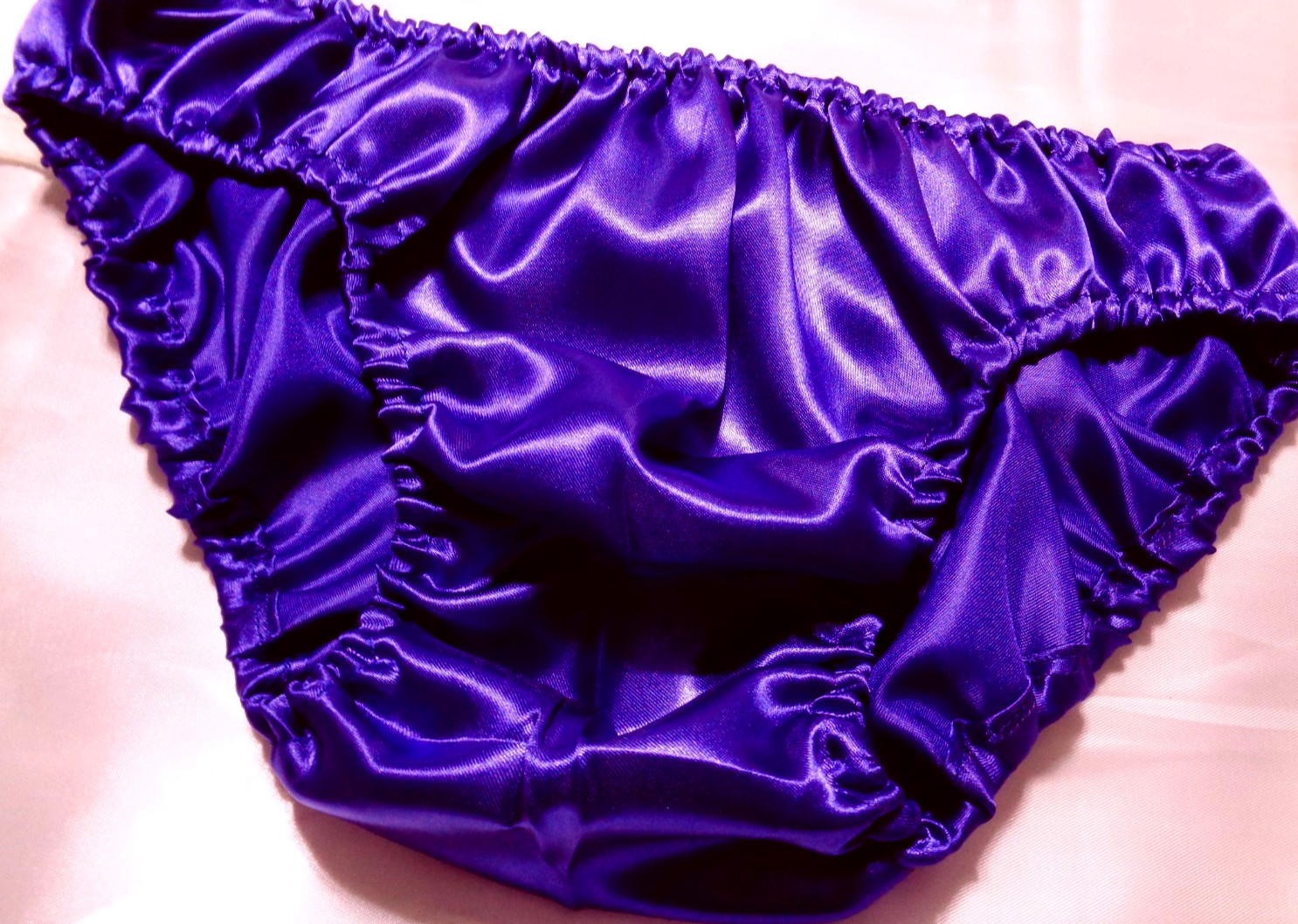 adult sissy purplish blu frilly men satin bikini panties bloomer dress-up 34-47