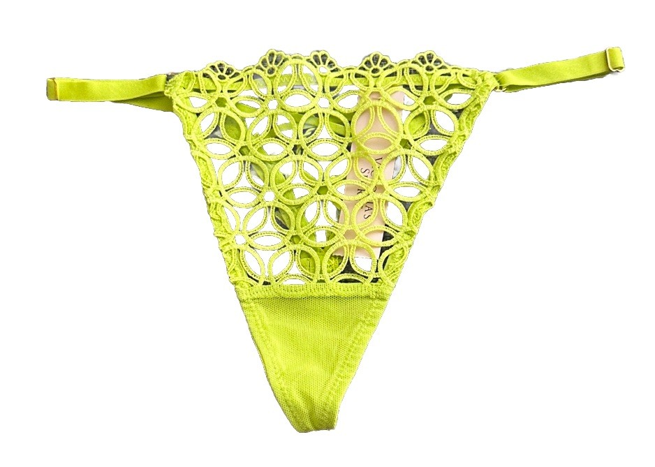 Victoria’s Secret Very Sexy Neon Lime Circle Pattern V-String panty Size XS NWT