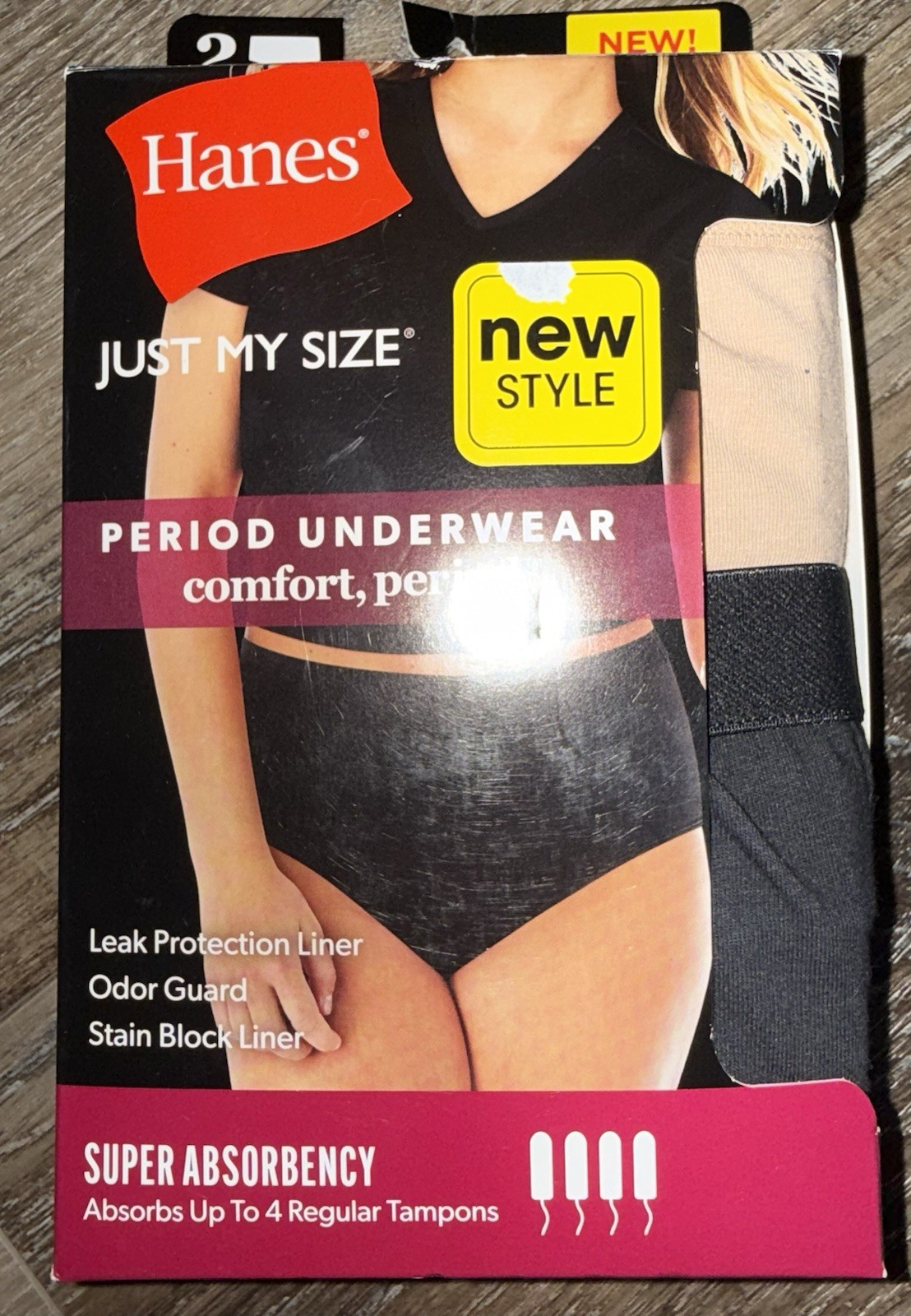 Just My Size Womens Period Brief Underwear 2-Pack Super Leak Protection 5X/13