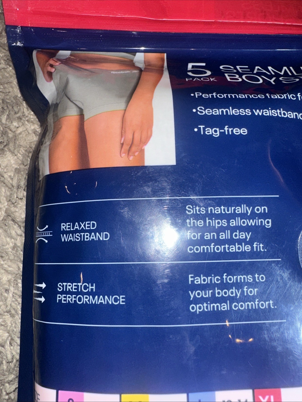 NEW Women’s Reebok 5 Pack Seamless Boyshorts Small White Pink Black Underwear