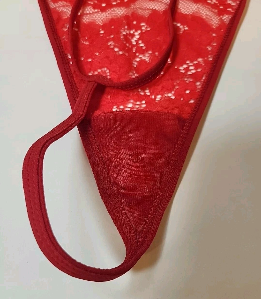 Red Lace Dream Angles T-back Very Sexy V String Thong Size Medium Only