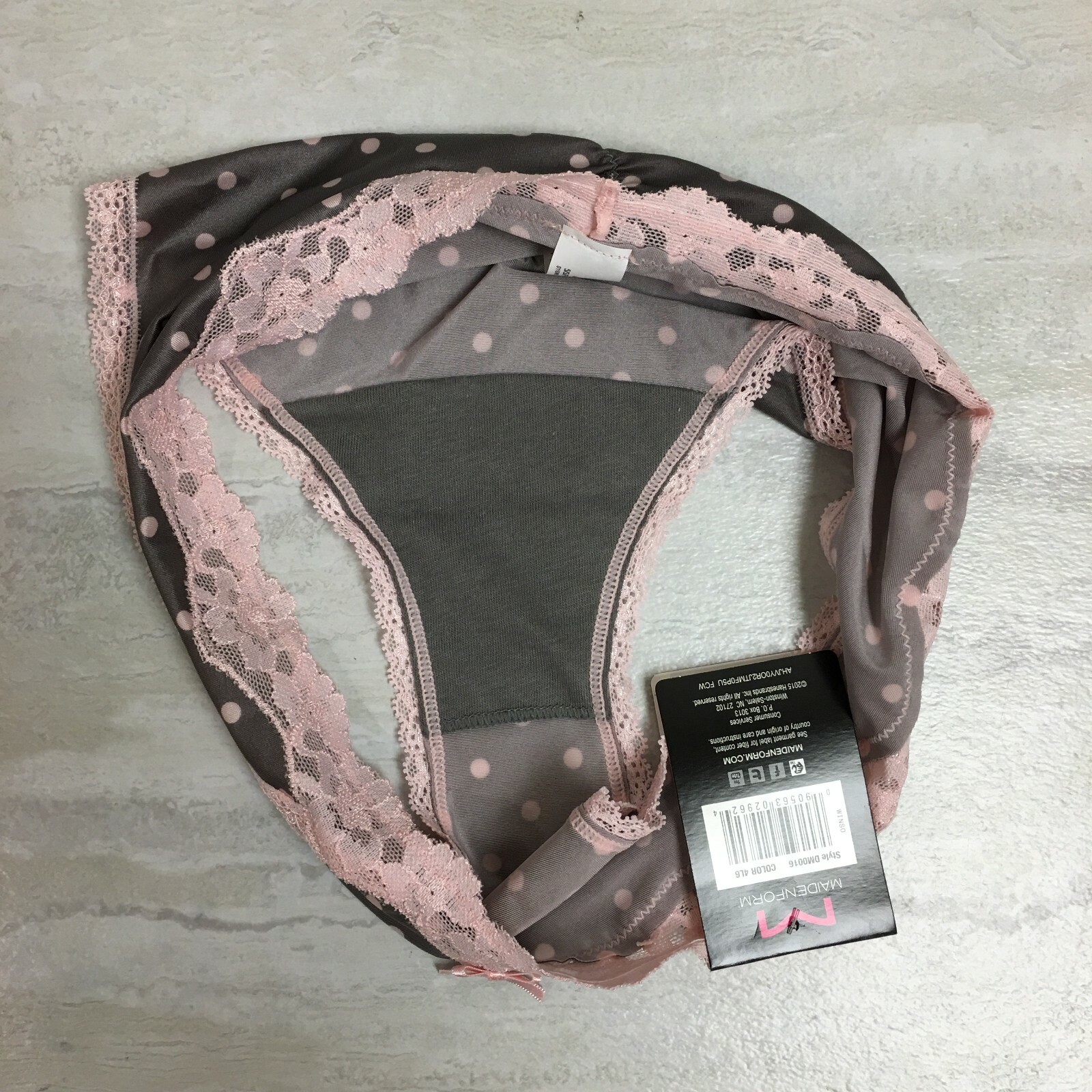 2-Pack Maidenform Women’s Micro Cheekini with Lace, Gray/Pink Polka Dot, S/5