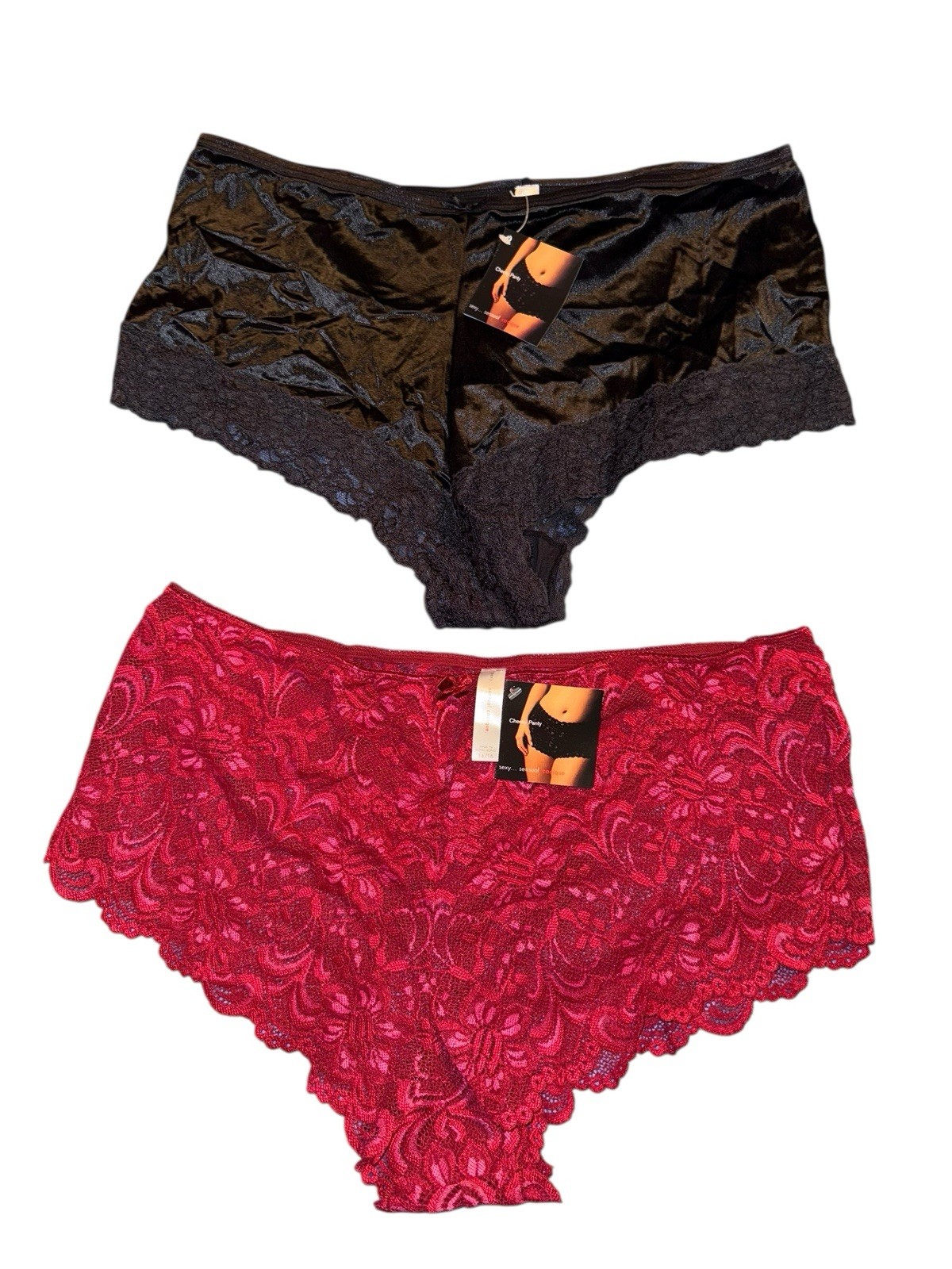Lane Bryant 14/16 Lace Satin Cheeky Panties New With Tags Black Red Sexy