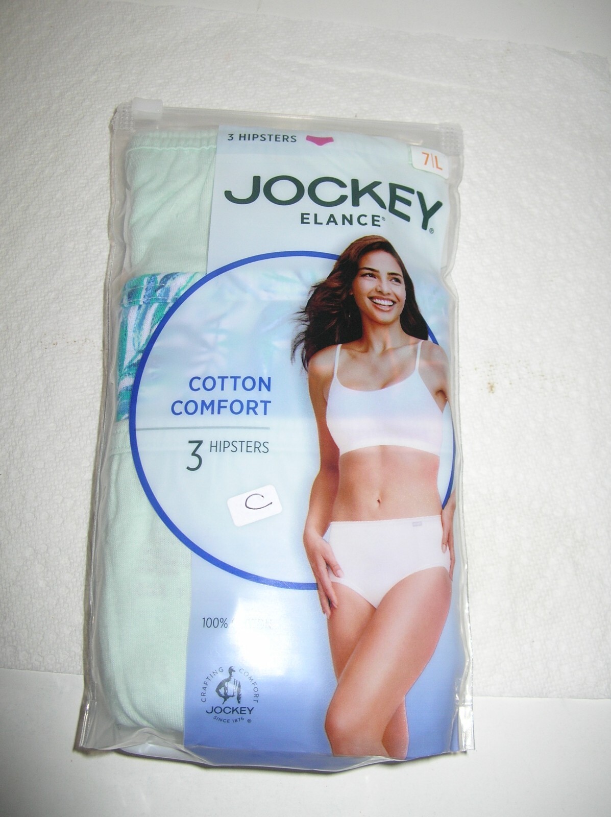 3 Pair Womens JOCKEY Elance Hipster PANTIES Size 7/L 100% Cotton Comfort #1488 G
