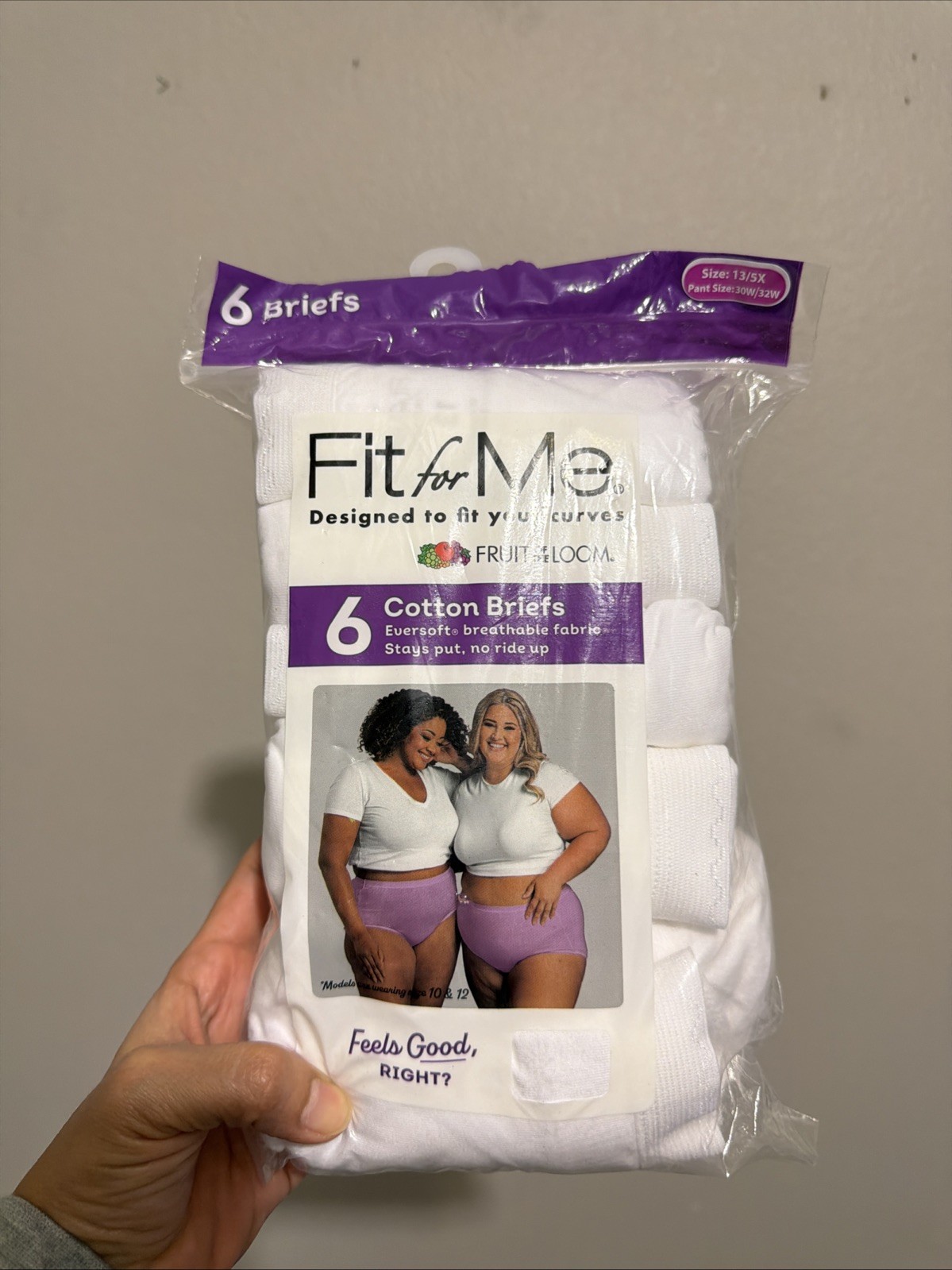 Fit for Me by Fruit of the Loom Women’s Plus Size 13/5X Brief Underwear 6 Pack