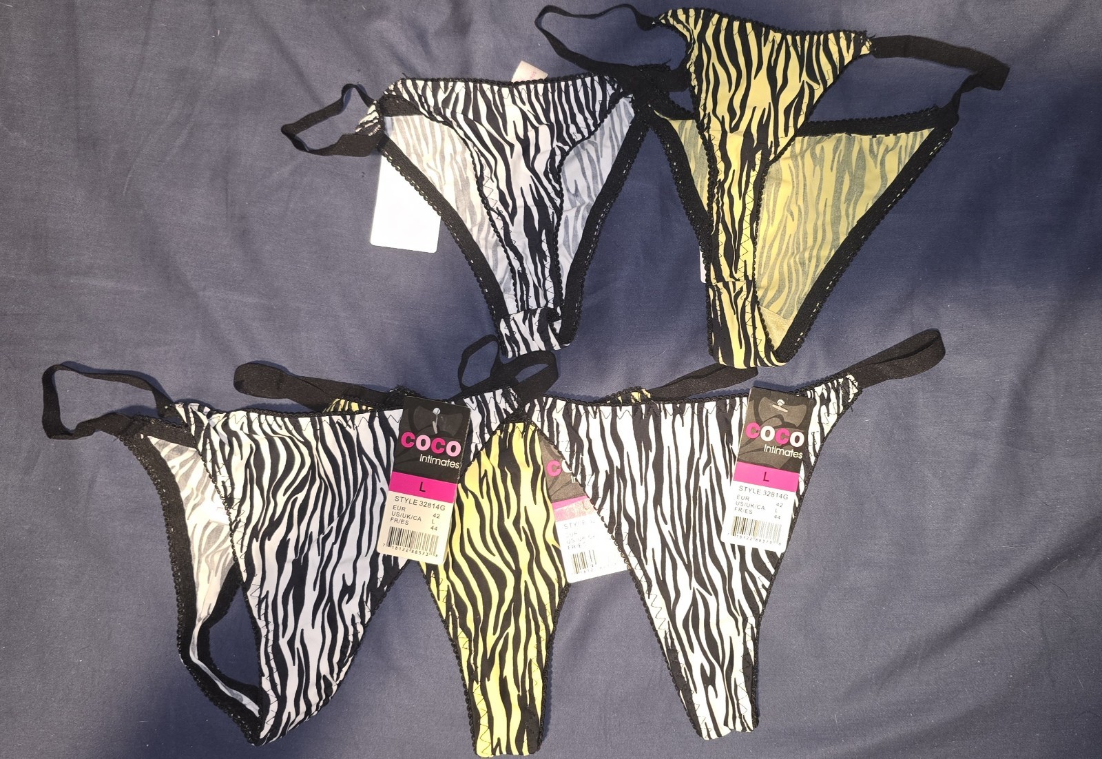 COCO Intimates Women’s L Nylon/Spandex Animal Print thong Bottoms Lot 5 pc