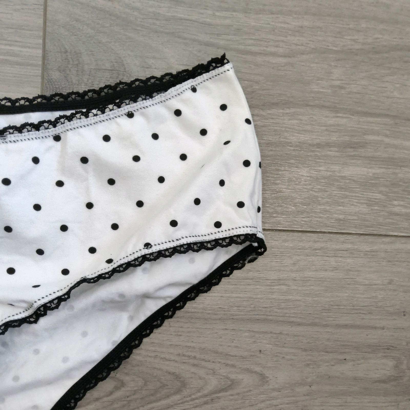 BNWT Vintage La Senza Black & White Dalmation Spot Shorts Style Panties Sz Large