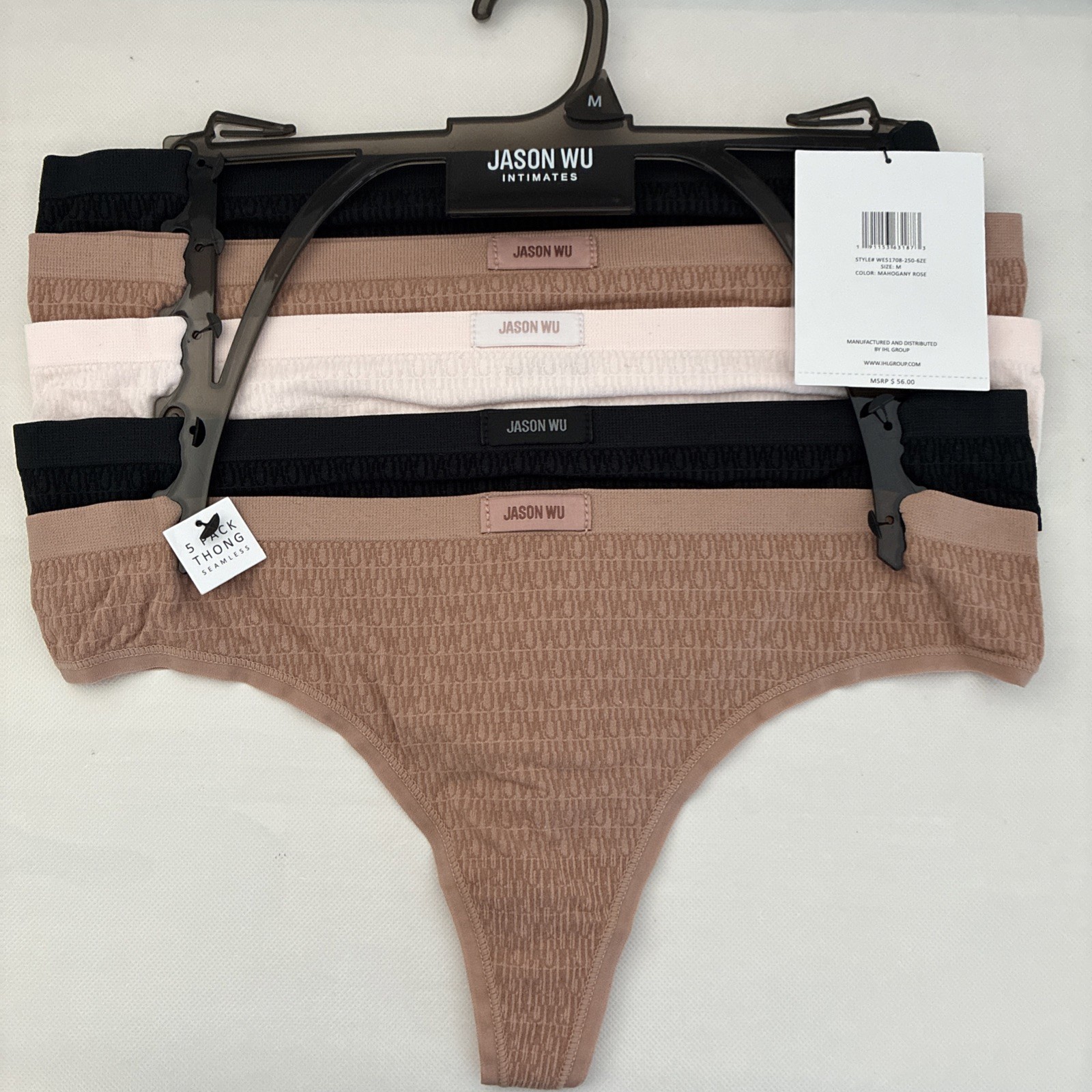 New Jason Wu Medium 5 Seamless Thong Panties Nylon Spandex Neutral Colors $56