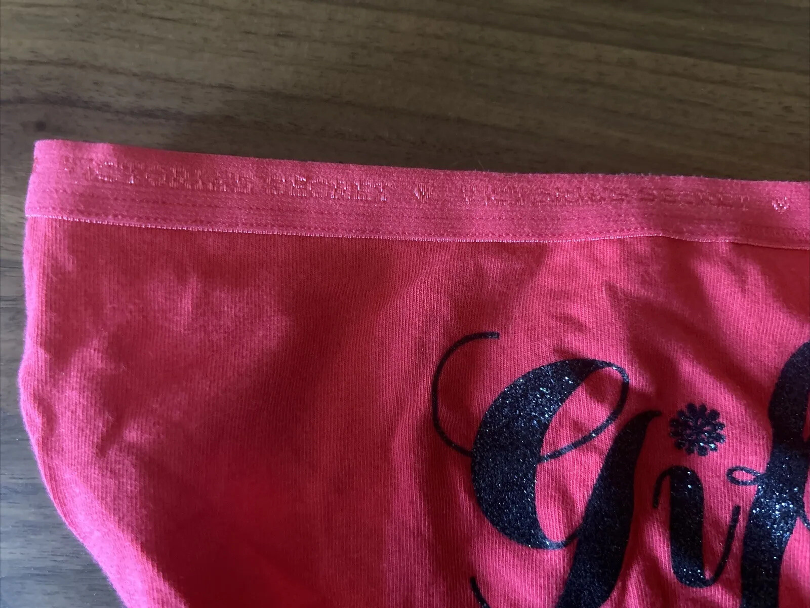 Vtg Victoria’s Secret Panties Hiphugger Sz Small GIFTED Logo Band Glitter Cotton