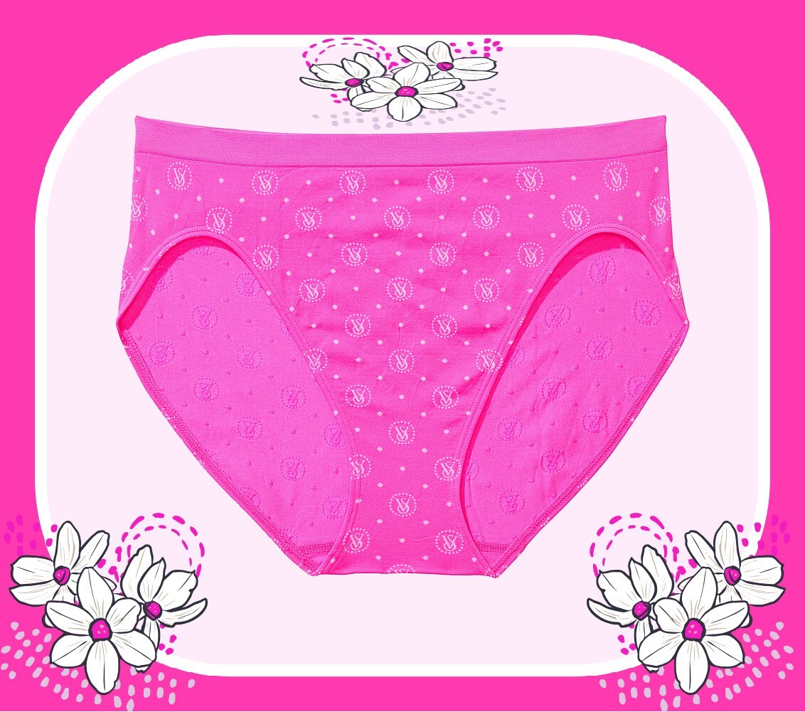 XXL Hot Pink LOGO SEAMLESS NO SHOW Victorias Secret High-Leg Waist Brief Panty