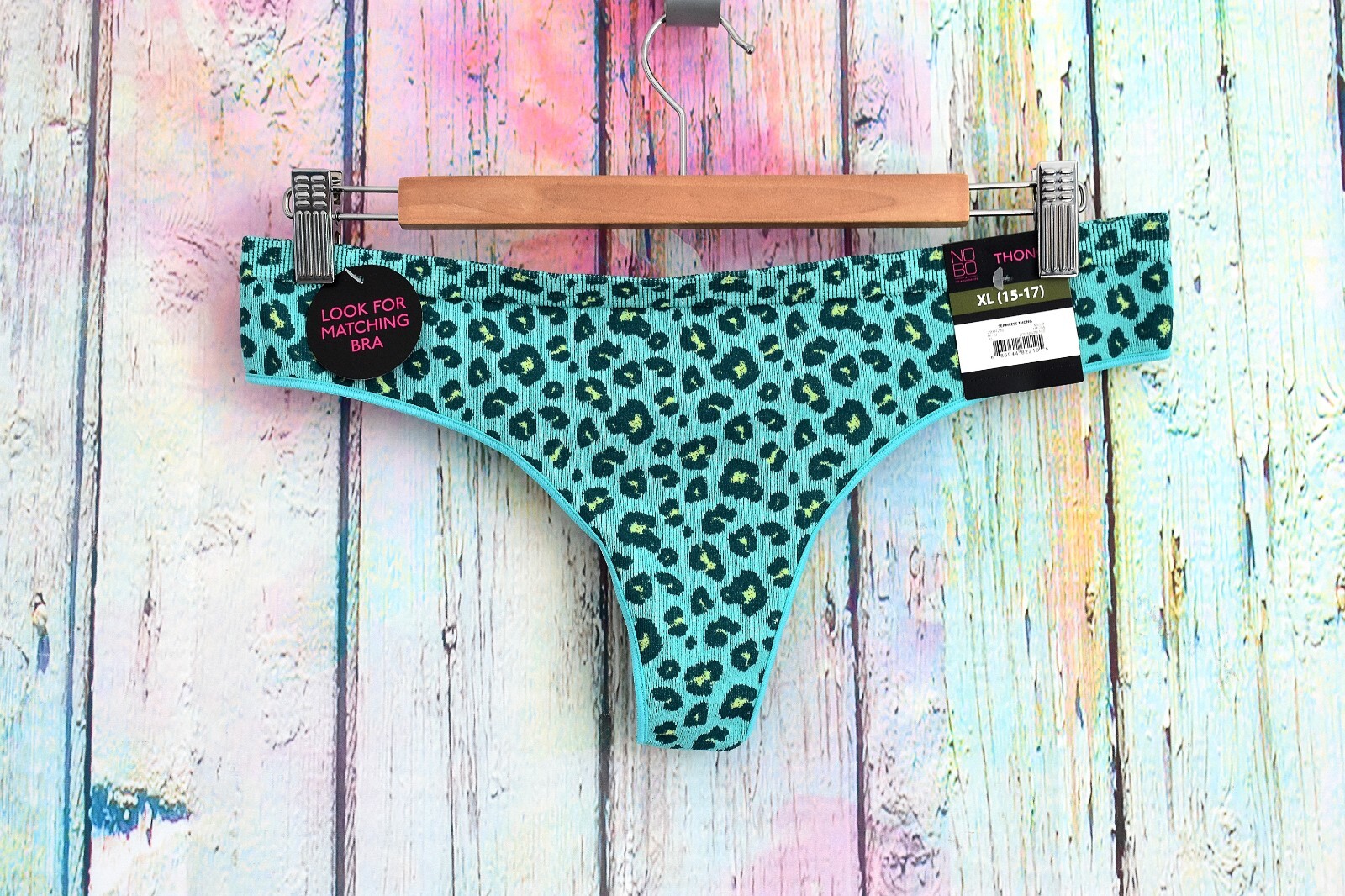 Women’s NOBO No Boundaries Seamless Thong XS-XXL Aqua Ocean Panties Underwear
