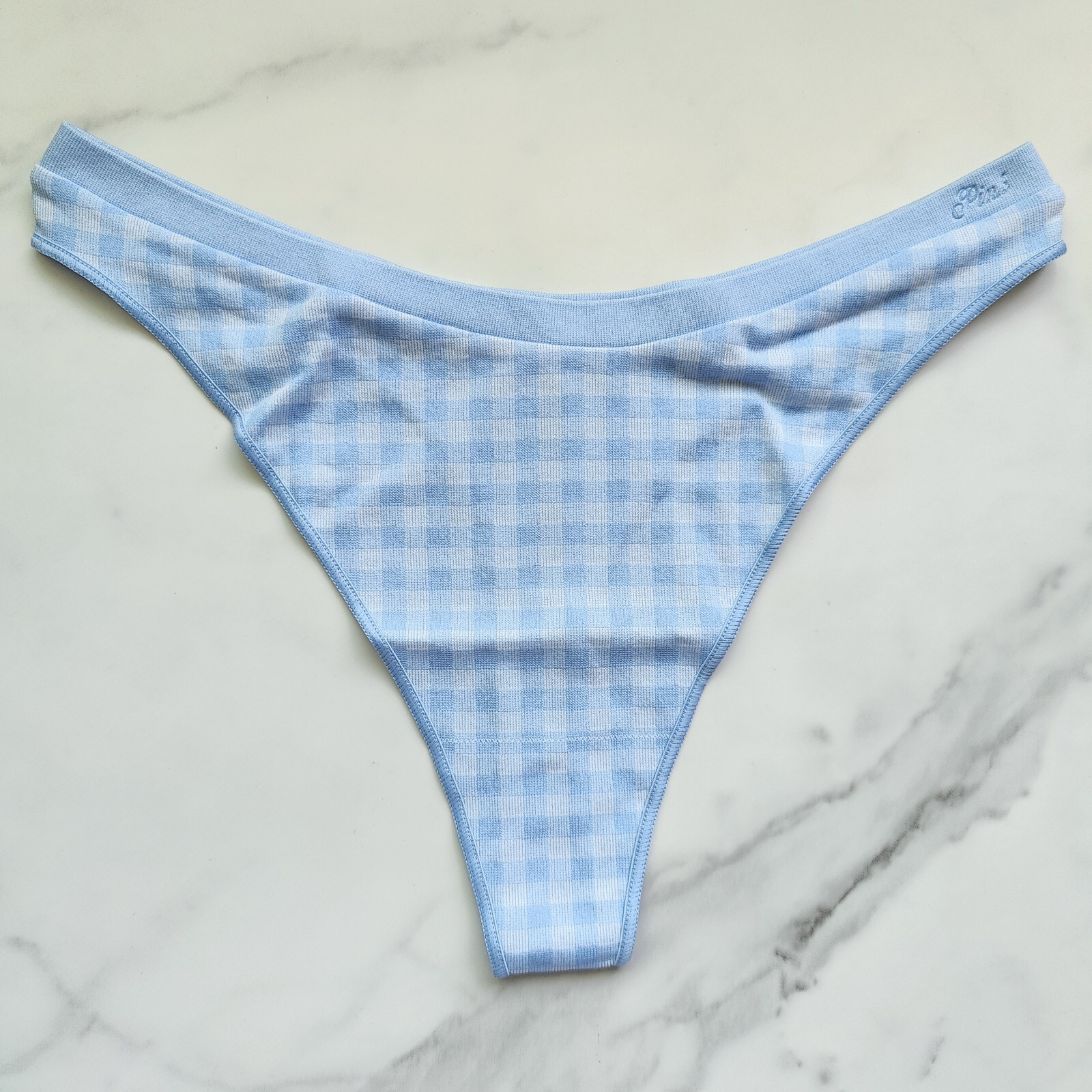 PINK Victoria’s Secret Seamless High-Leg Gingham Thong Panty SZ S/M/XL