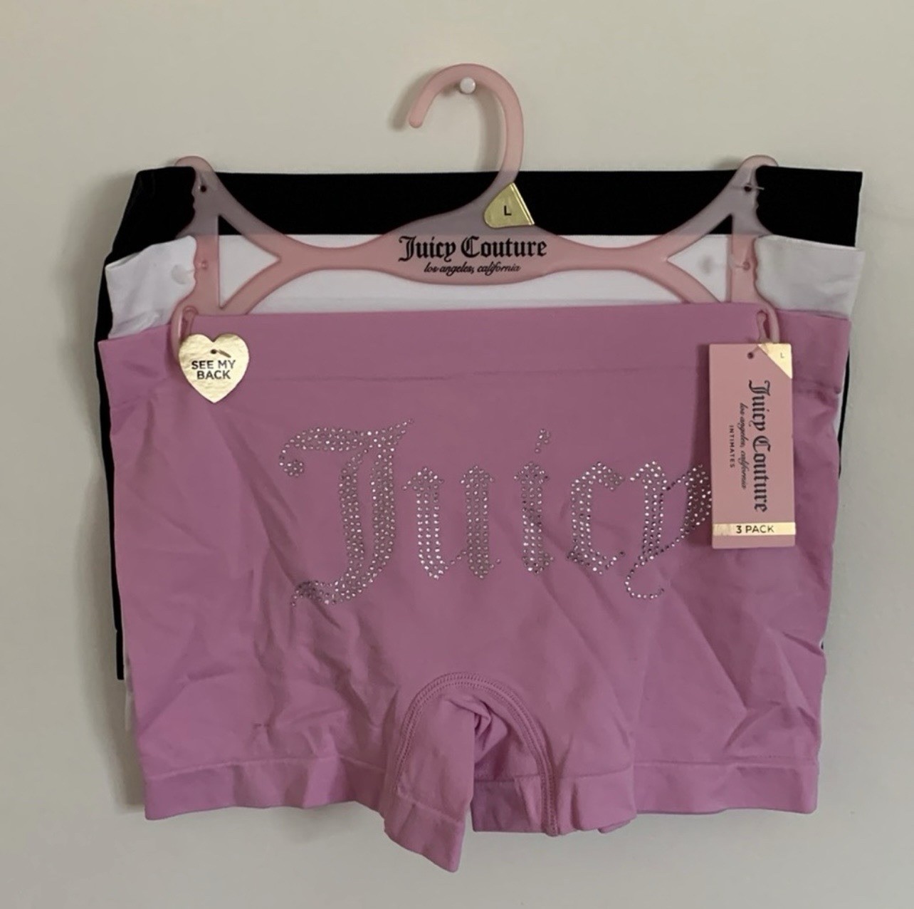Juicy Couture Intimates Boy Short Bling Rhinestone Retro Y2K Panties 3-Pack Set