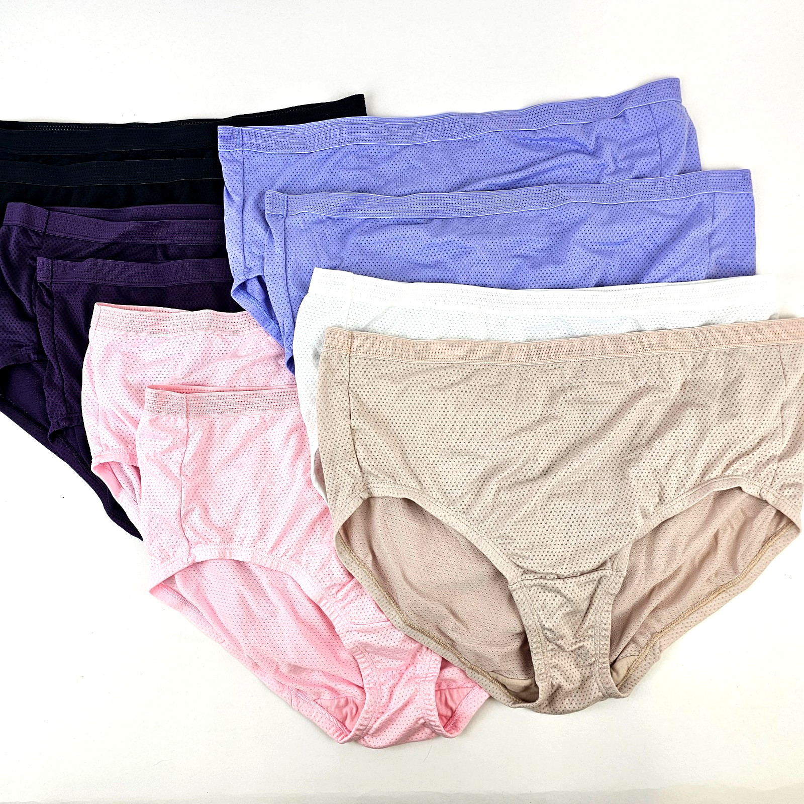 Women’s Size 9 Pink Black 10 Pack Soft Breathable Underwear Panties Multipack