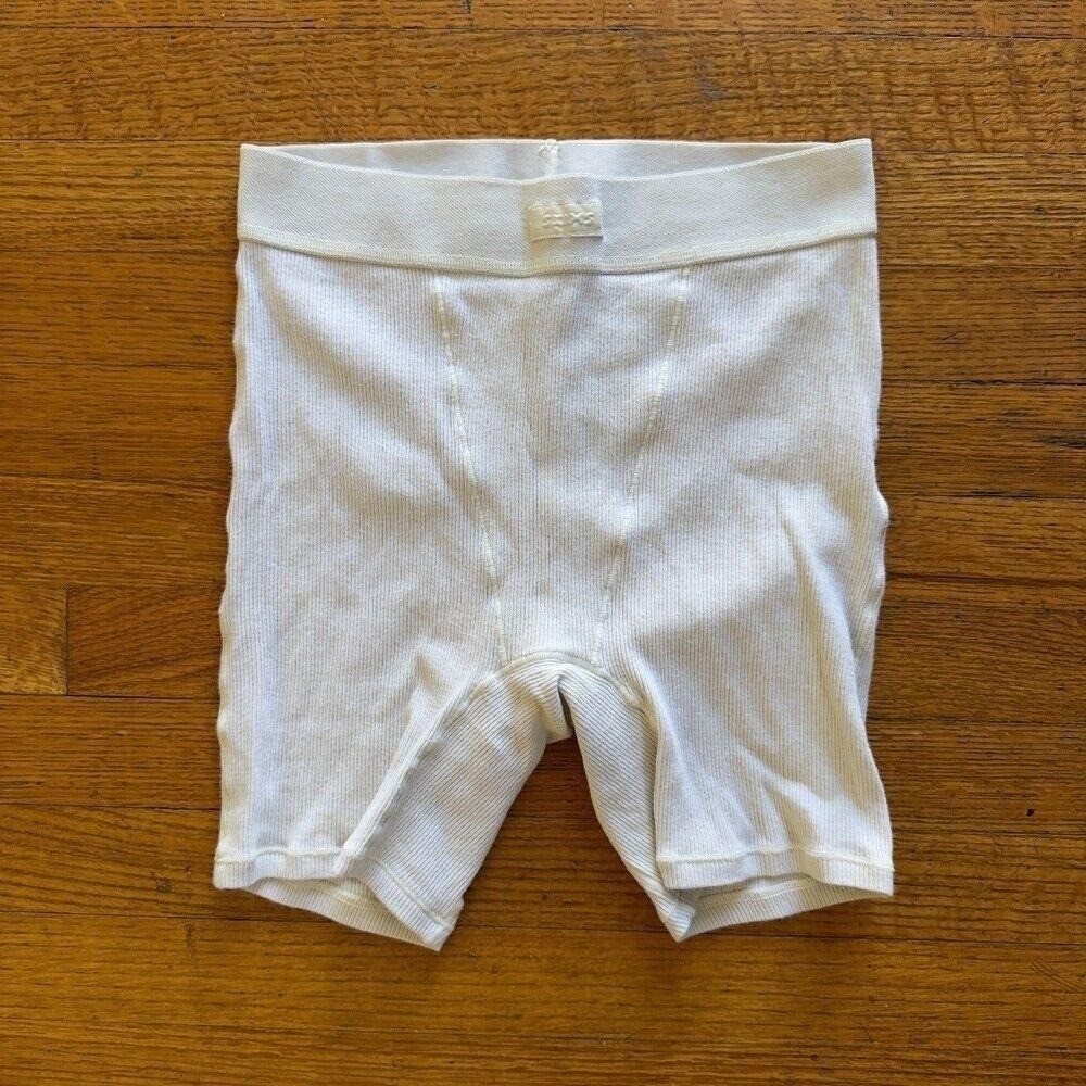 SKIMS Rib Boxer Shorts Loungewear Stretch Knit Bone Size XS