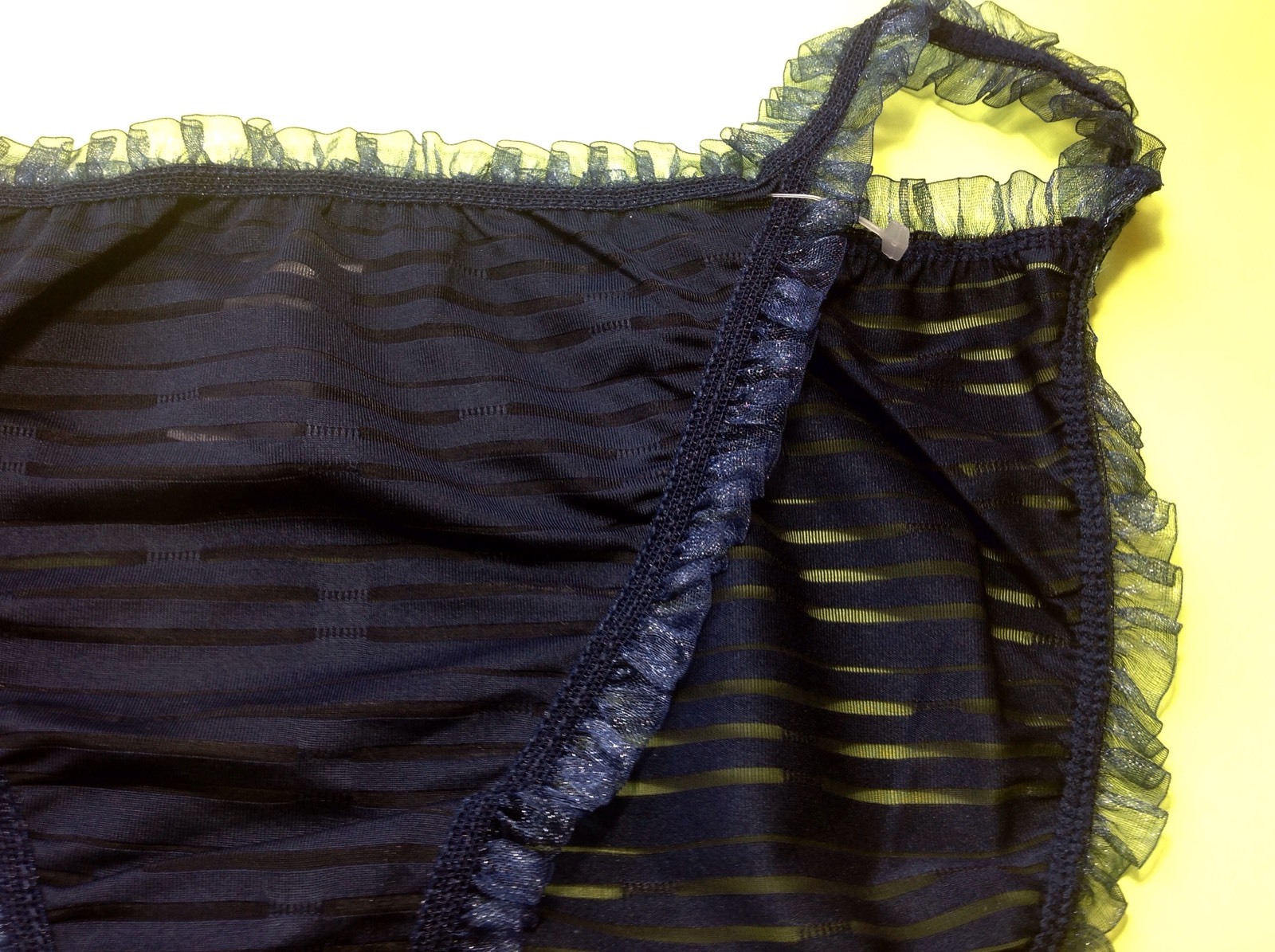 Women Panties,Bikinis Size L/7 Dark Blue Shiny Striped W/Decoration Myanmar