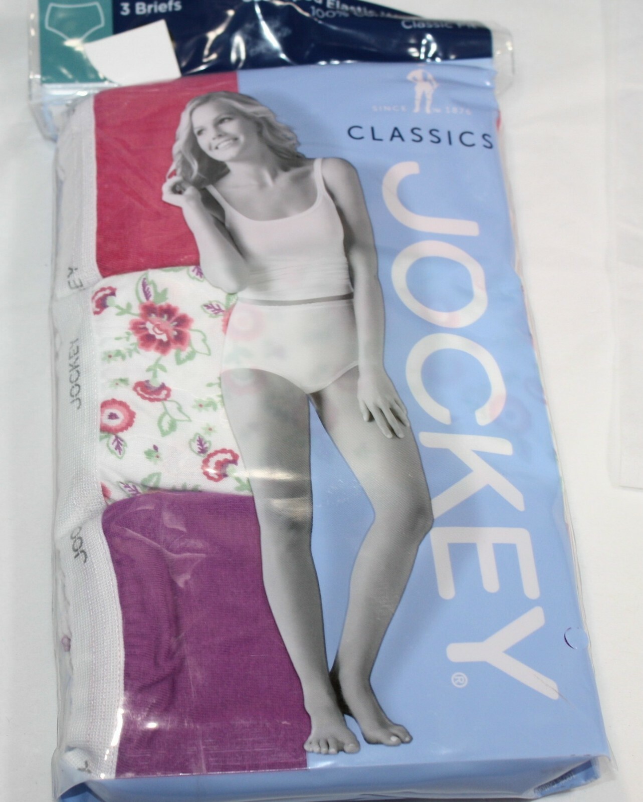 New 3 pack JOCKEY Scalloped waistband 100% cotton BRIEFS PINK GRAPE FLORAL 5/S
