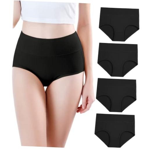 Women’s Modal Underwear Soft High Waist Briefs Ladies Panties 4 Large Black