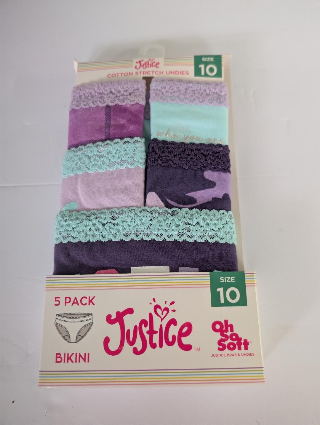 Justice Girls Oh So Soft Lace Bikinis 5 Pack, Sz 6, 10, 12 or 14 – New