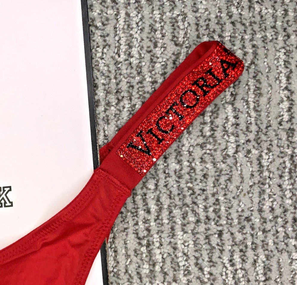 Victoria’s Secret Very Sexy NWT Small Red Spellout Shine Strap Brazilian Panty