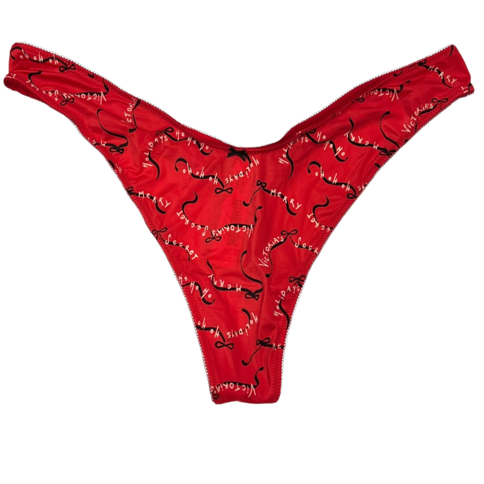 NWT VICTORIA’S SECRET High Leg Thong Sz XS-M-L-XL Red Silky Christmas