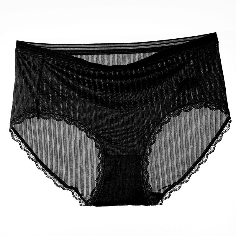 2Pcs Sheer Panties Striped Underwear See Through Knickers Briefs Lingerie Shorts