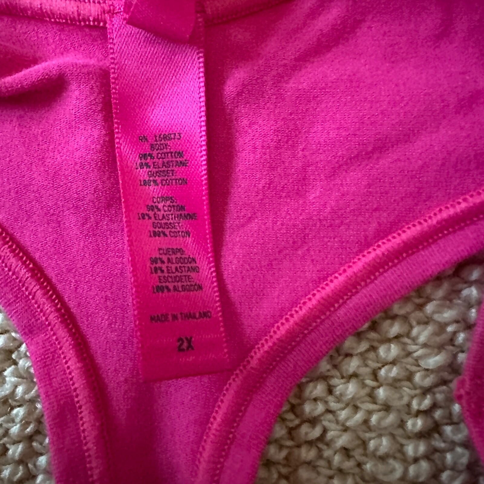 Skims Raspberry Cotton Dipped Thong, Size 3X NWT