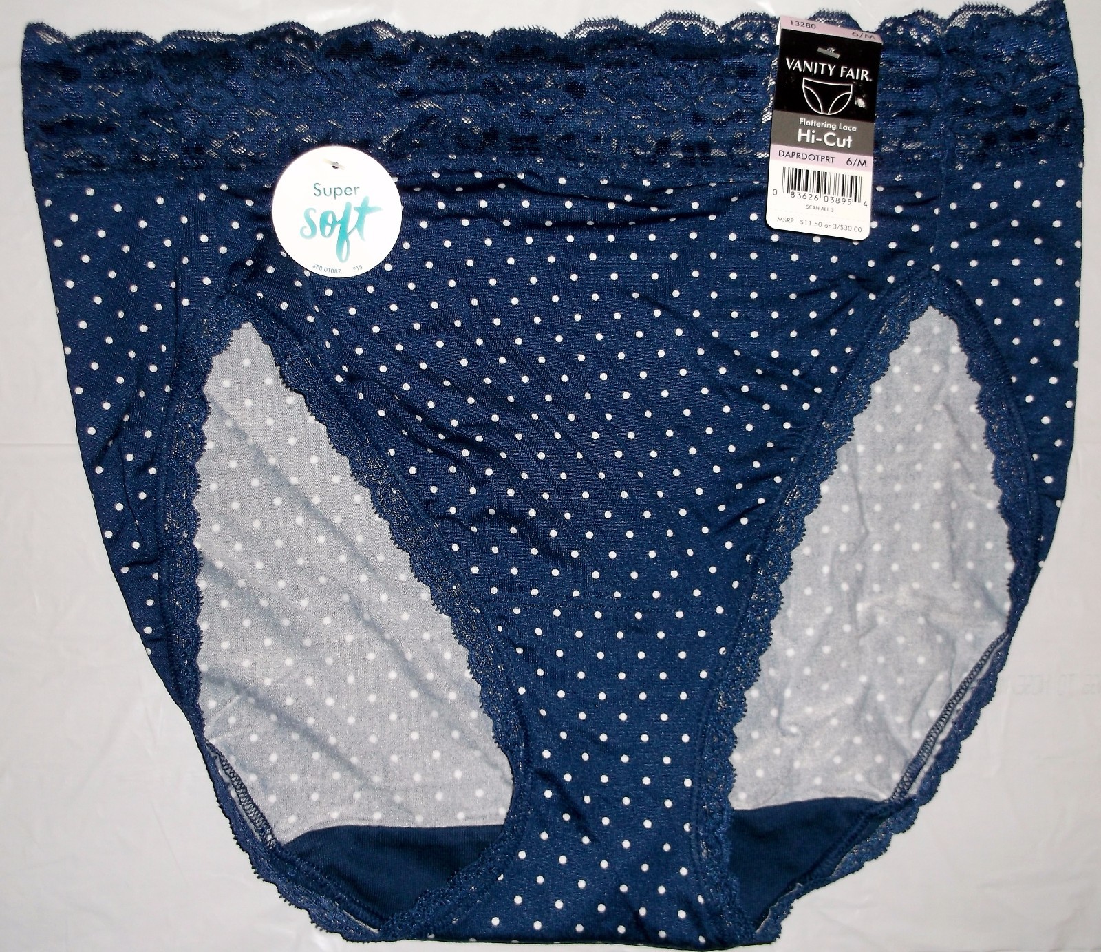 NWT Vanity Fair Flattering Lace 13280 Hi-Cut panty panties 6 M 7 L 8 XL 9 COLORS