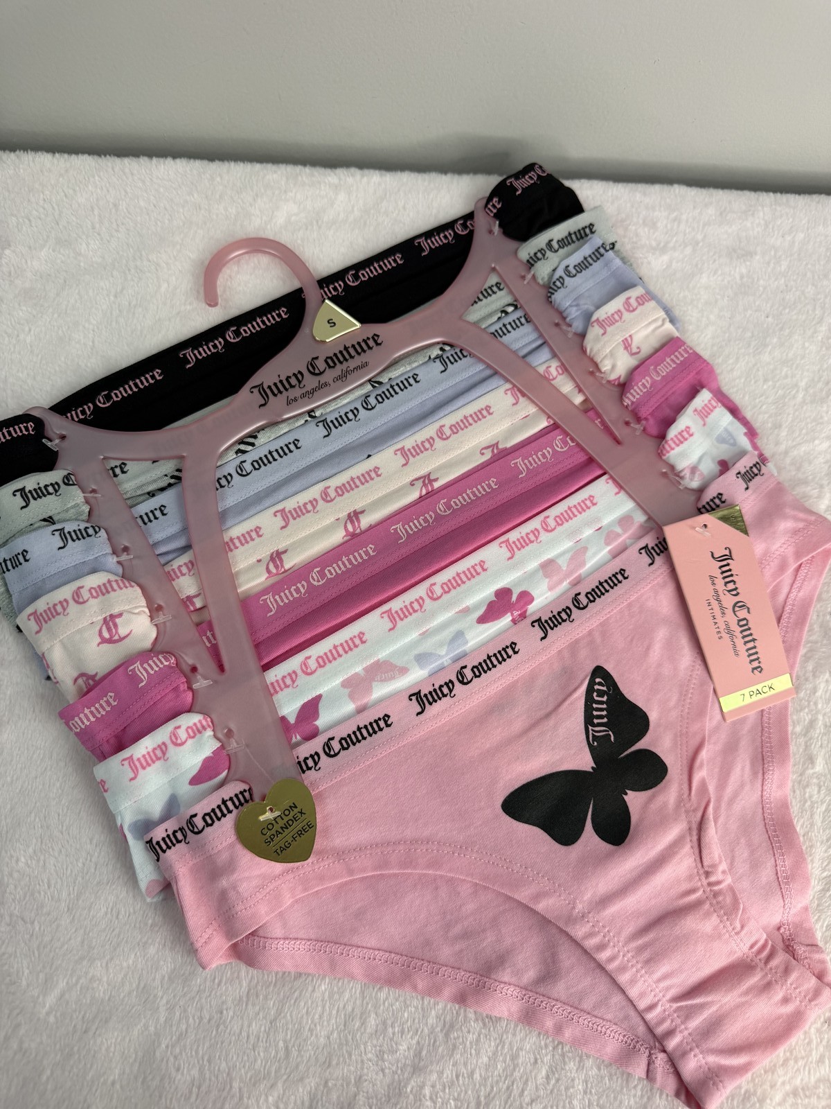 Juicy Couture Intimates 7 Pack Bikini Panties Size S Butterfly Y2K NWT