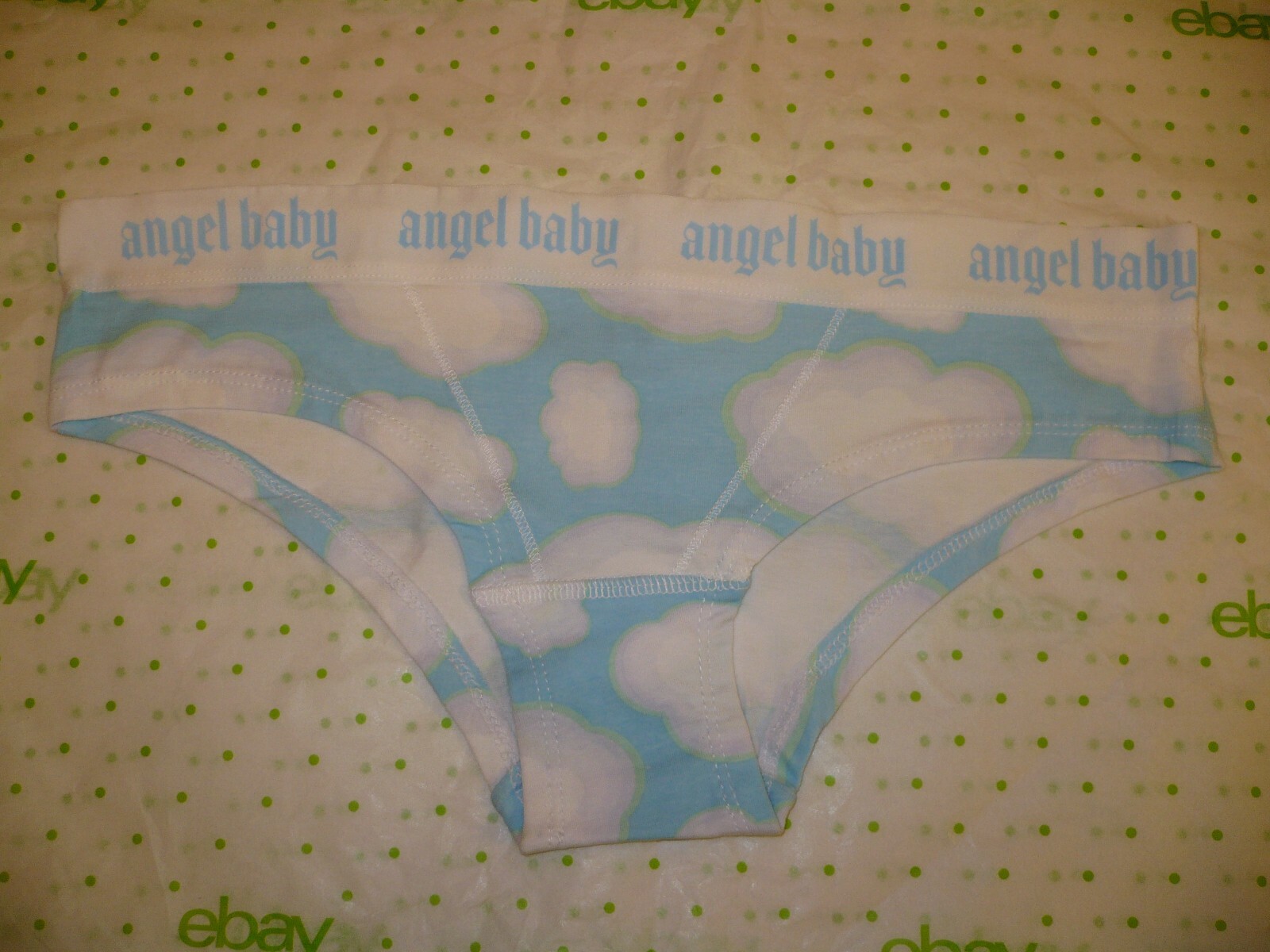 Rue 21 Women’s Bikini Panties X-LARGE Angel Baby Blue with Clouds New