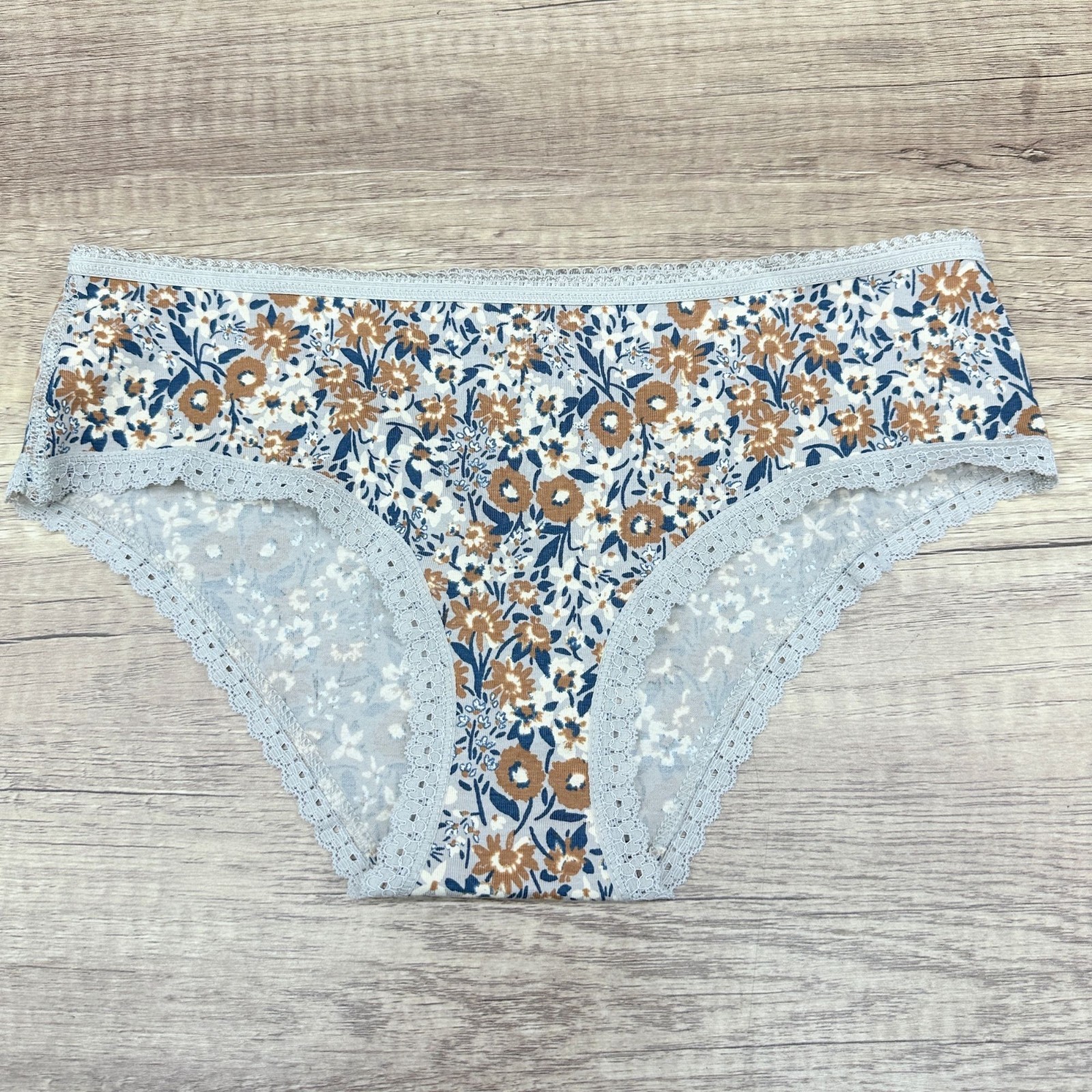 Pact Women’s Organic Cotton Hipster Panties 5 Pack S Floral Multicolor Lace Trim