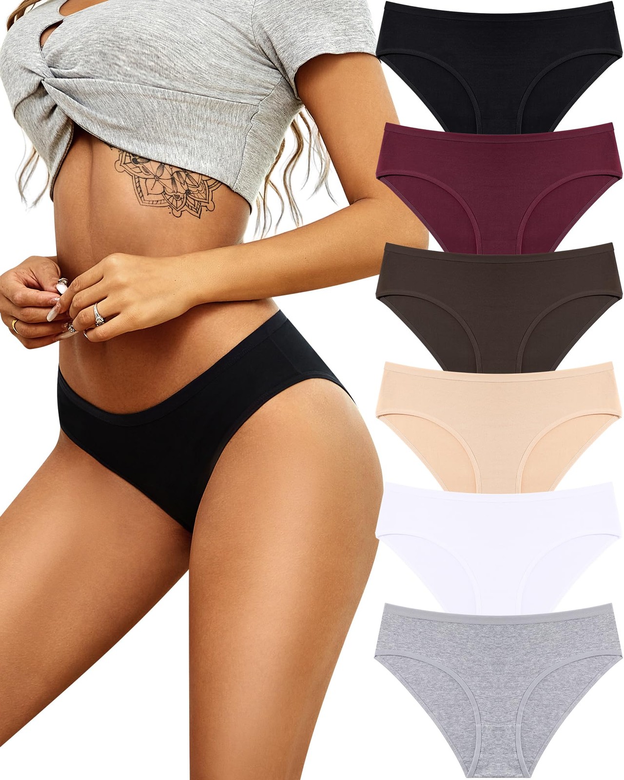 Womens Underwear Cotton Hipster Panties Breathable Sexy Cheeky Stretch Soft L…