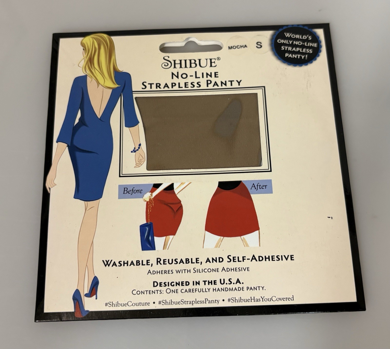 Shibue No-Line Strapless Panty Mocha Size S Designed in the USA BRAND NEW