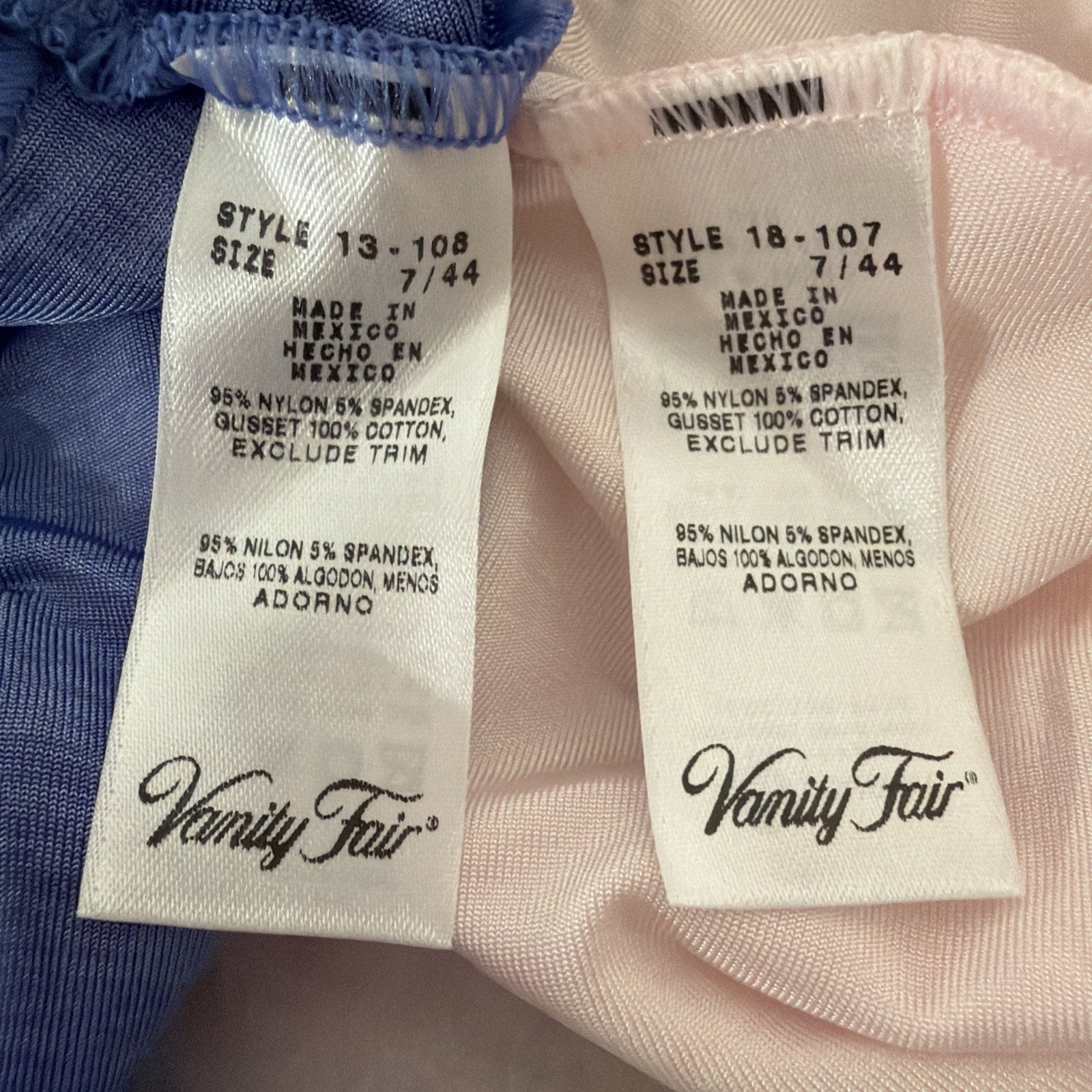 VANITY FAIR ILLUMINATION HIPSTER WOMANS SIZE 7 SHINY Nylon BLUE / PINK NWT 2Pair