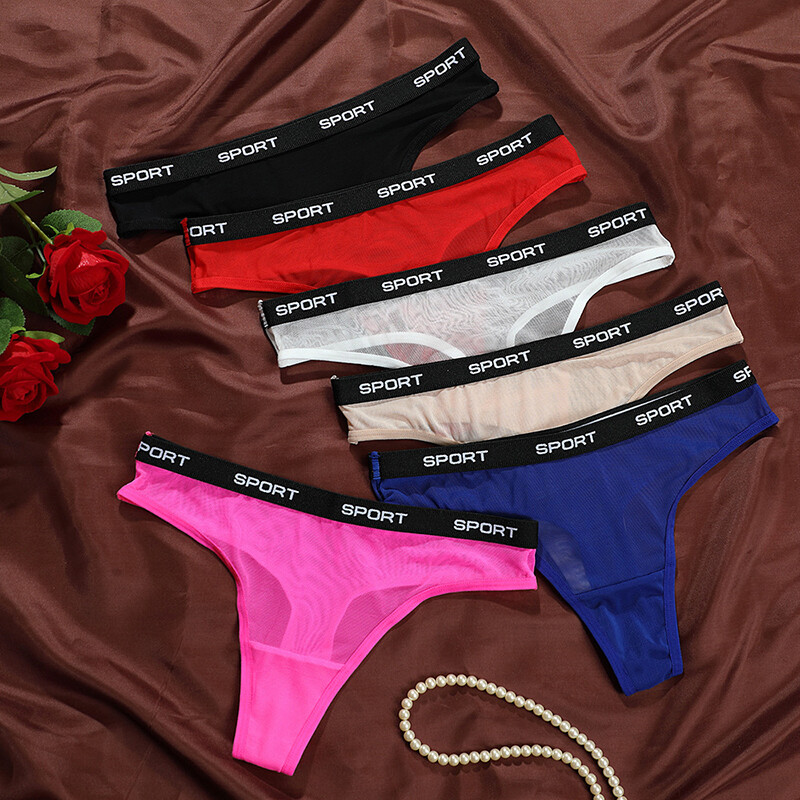 6 Pack Lot Sexy Womens See Through Sheer Panties Thongs G string Brief Underwear