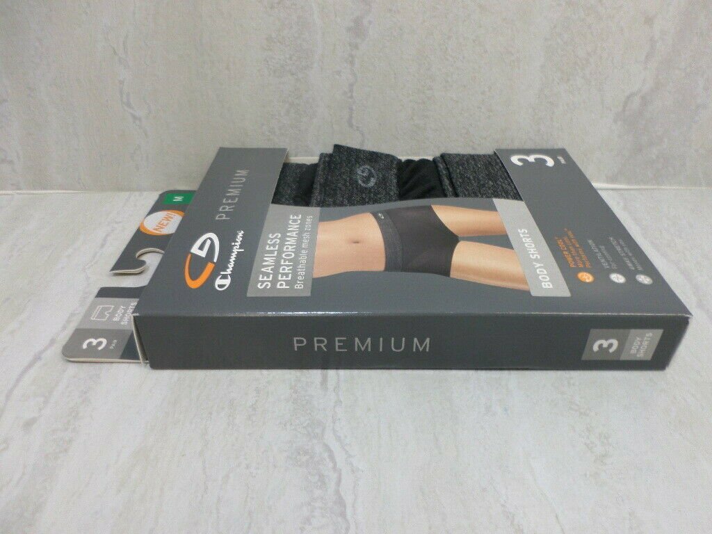C9 Champion Women’s 3pk Premium Seamless Performance Body Shorts, Black, Medium