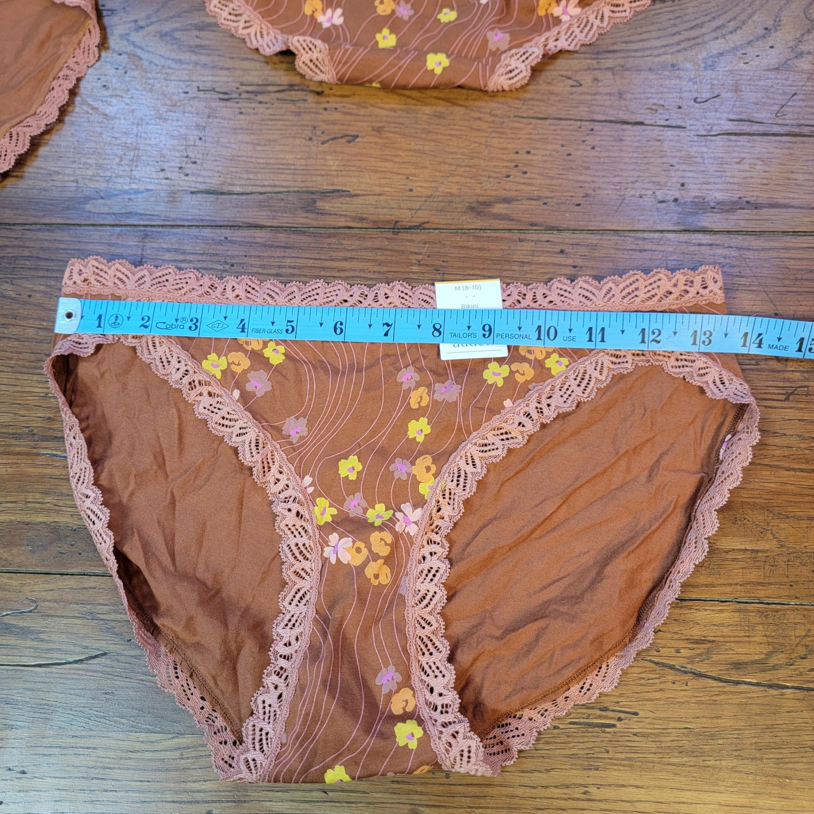 (3) Auden Womens Medium (8-10) Cotton Bikini Underwear Target M Brown Lace