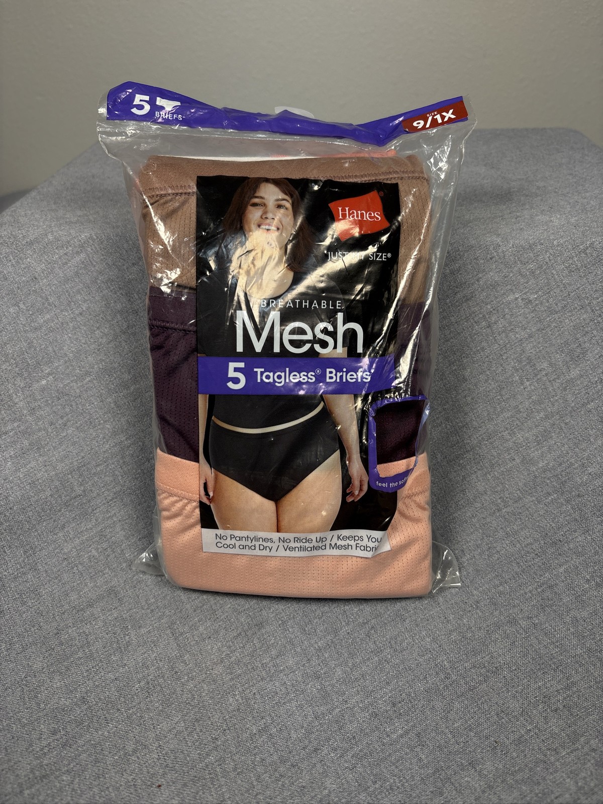Hanes Just My Size Women’s Breathable Mesh Tagless Briefs 5 Pack 9/1X