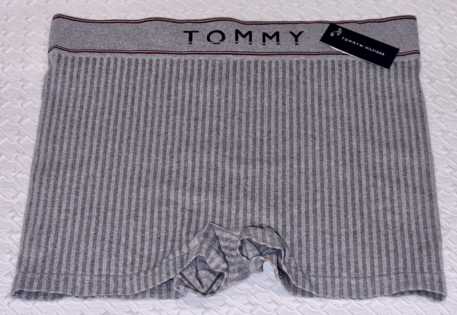 TOMMY HILFIGER Seamless Ribbed Grey Blue Red Girl Short Boyshort Panty Womens XL