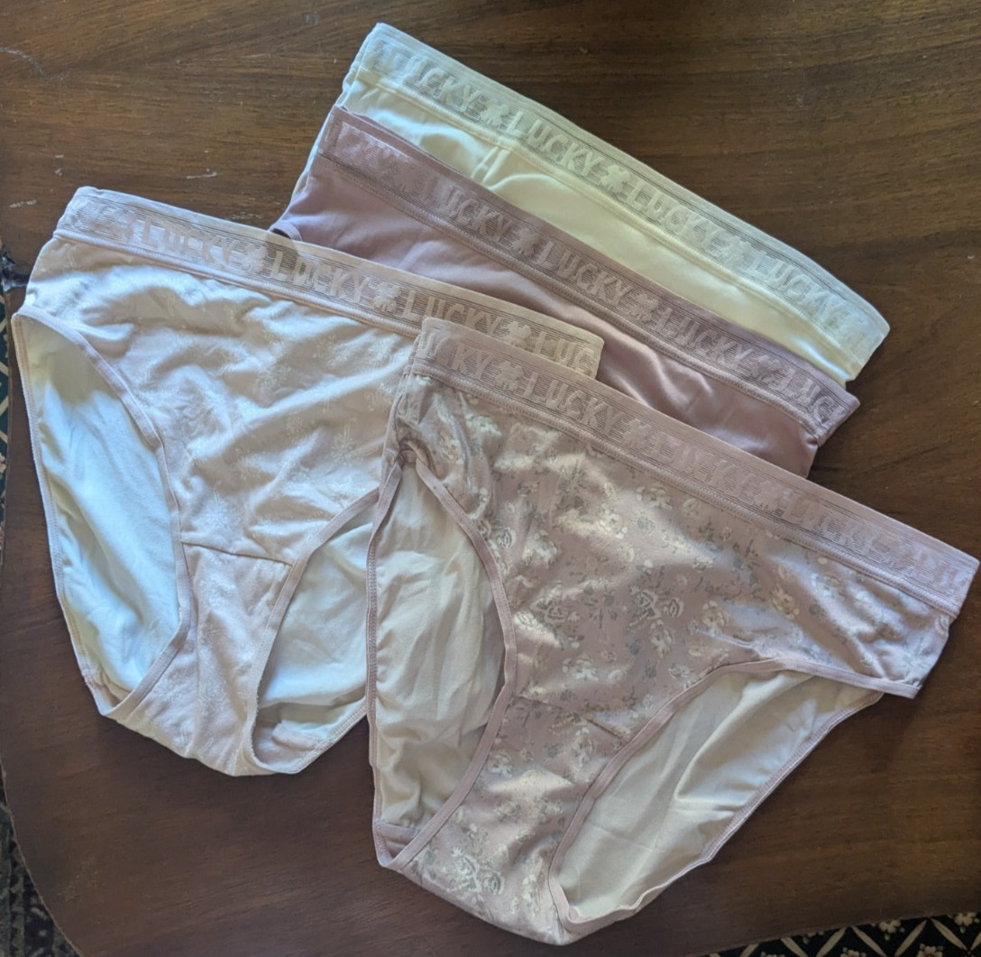 Lucky Brand lot of 4 sz sm panties hi cut briefs NWOT ivory mauve and floral