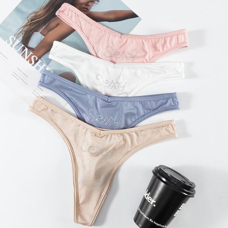 1/5 Pack Lot Women Sexy Satin Panties Vintage High Cut Thong G-string Underwear