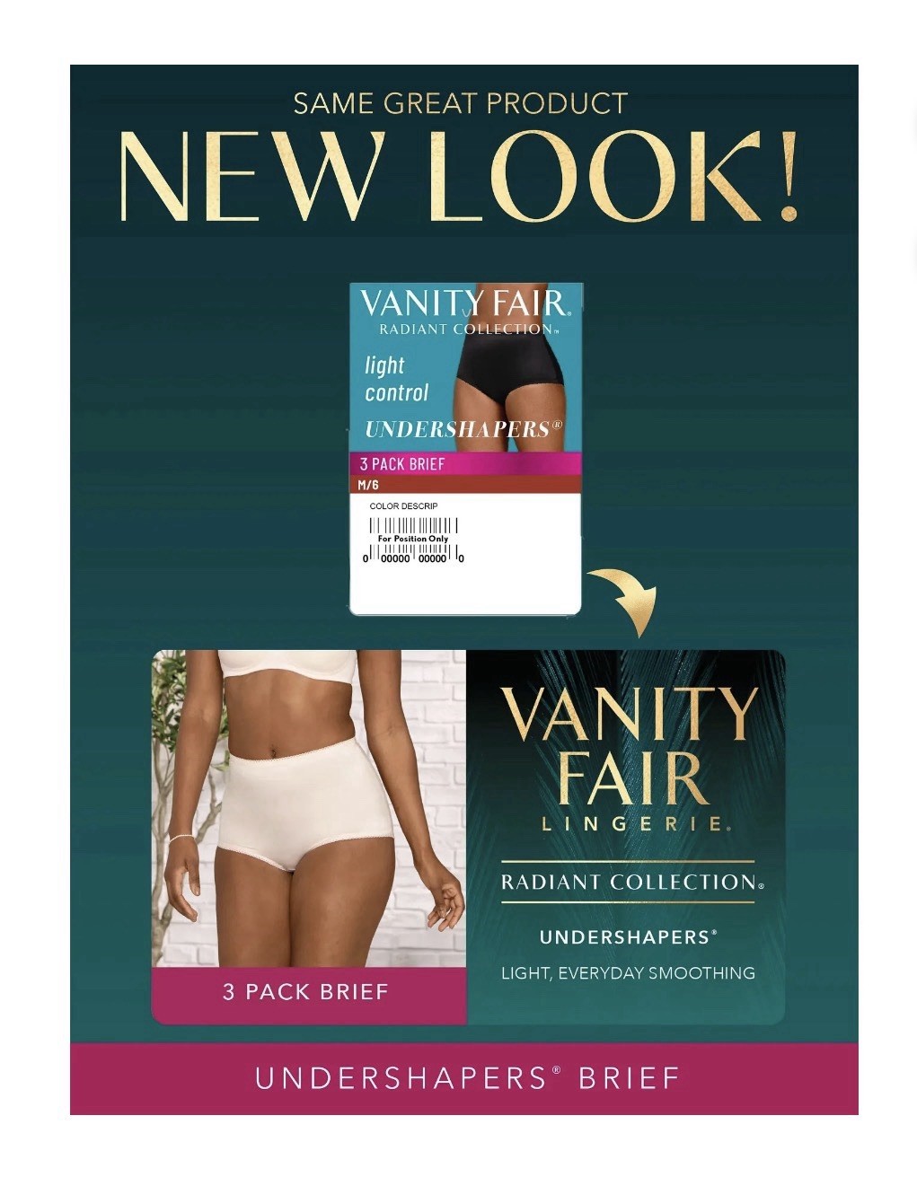 3-Pack VANITY FAIR Radiant Women’s 4XL /11 Undershapers Briefs Light Control