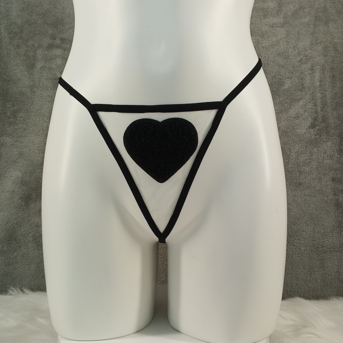 NWOT Set of 3 Chenille Heart Thong Size MEDIUM(8-10) Red Pink Black